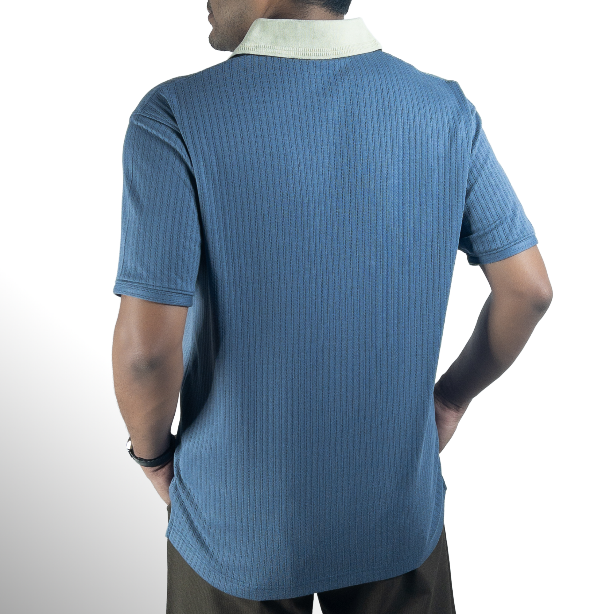 Aerotex Textured Polo - Cobalt + Butter Shirt-Collar