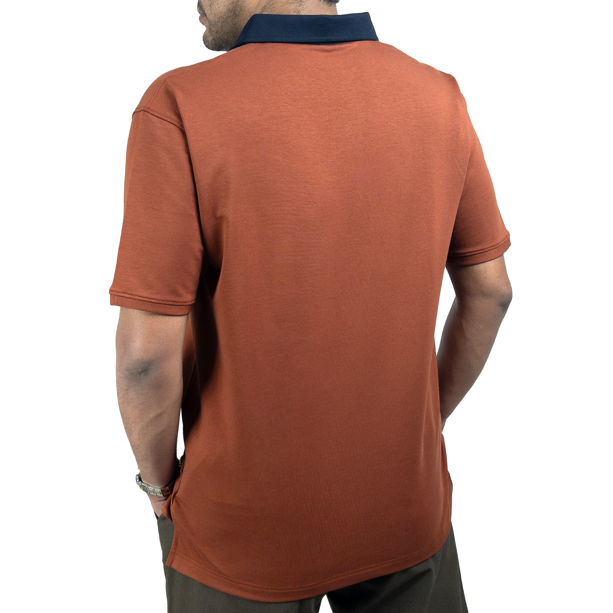 EverSharp Polo - No Ironing Needed - Rust + Navy - Shirt Collar