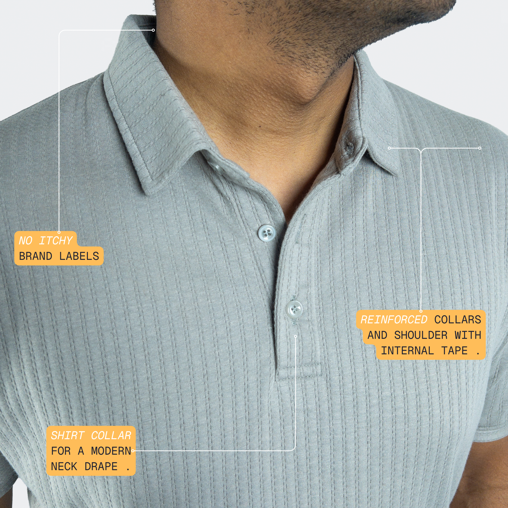 Aerotex Textured Polo - Concrete Shirt-Collar