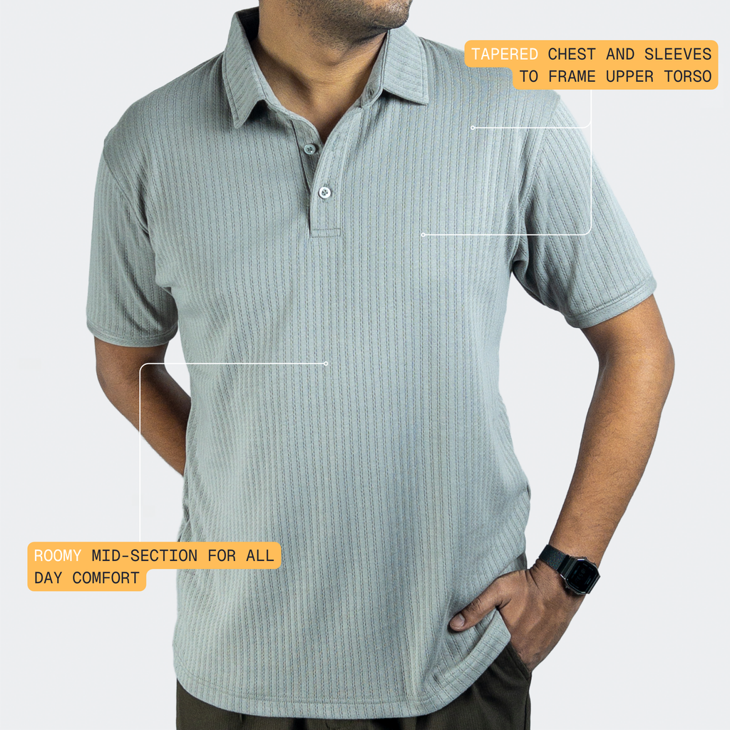 Aerotex Textured Polo - Concrete Shirt-Collar