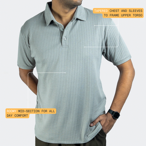 Aerotex Textured Polo - Concrete Shirt-Collar