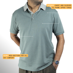 Aerotex Textured Polo - Moss + Concrete Shirt-Collar