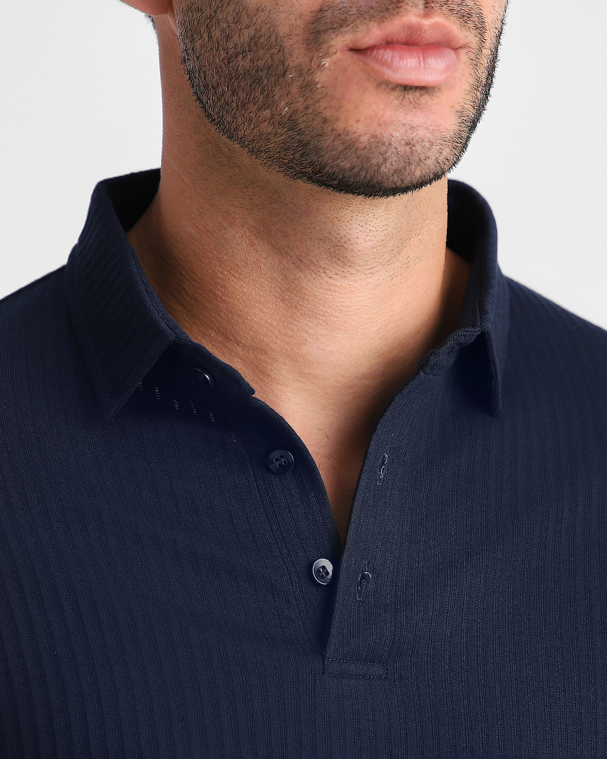 Aerotex Textured Polo -  Navy Shirt-Collar