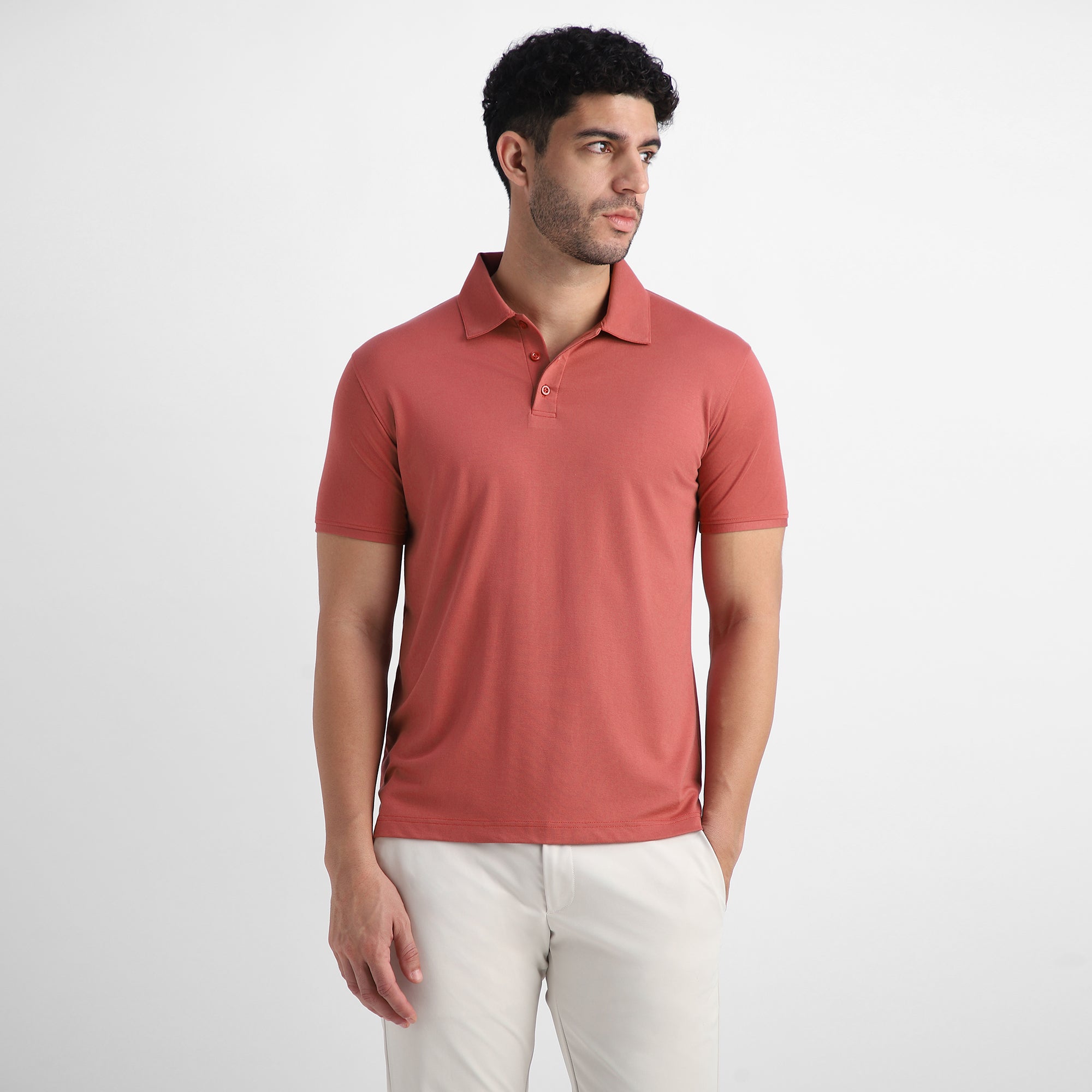 Salmon Flat-Collar Polo