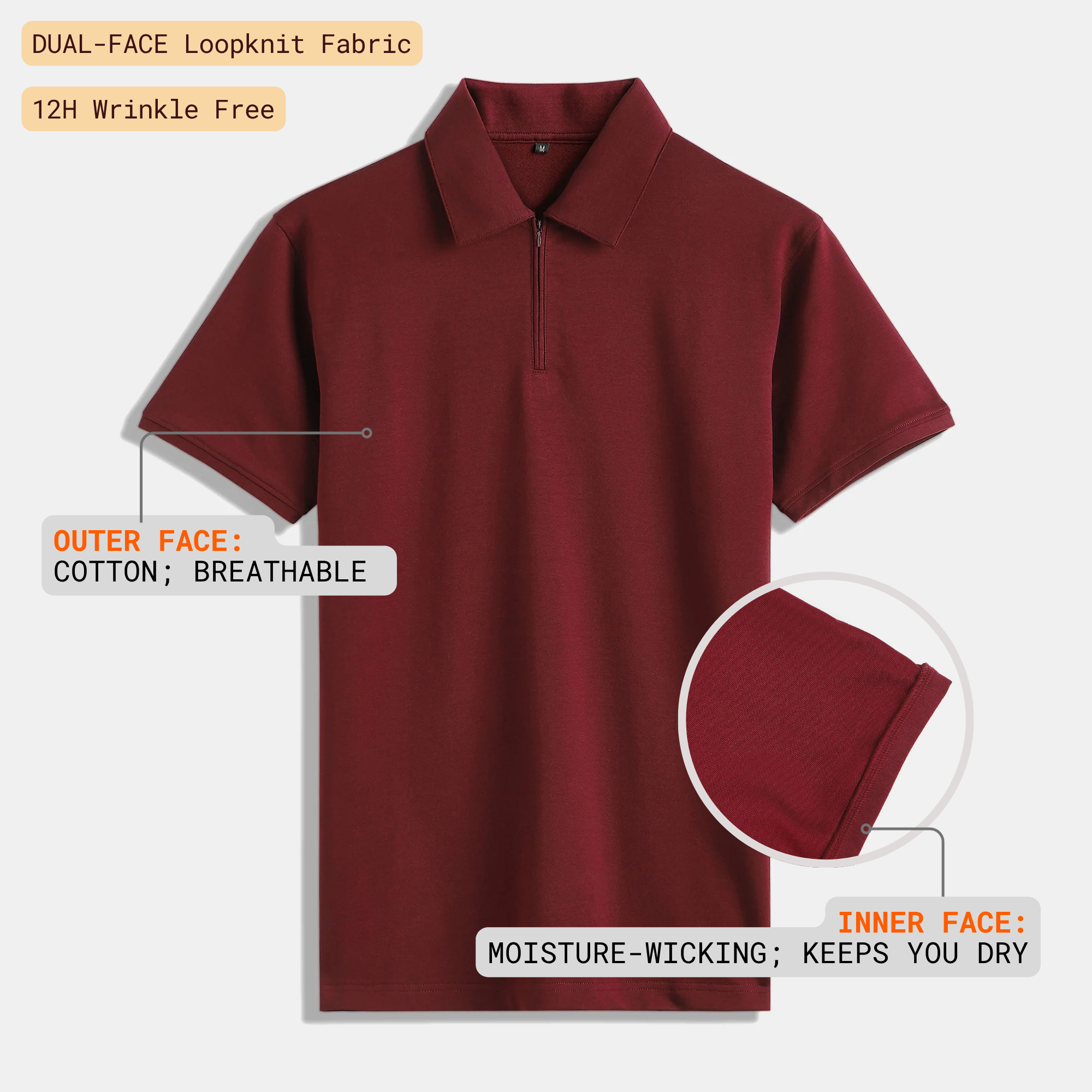 Burgundy Quarter-Zip Polo