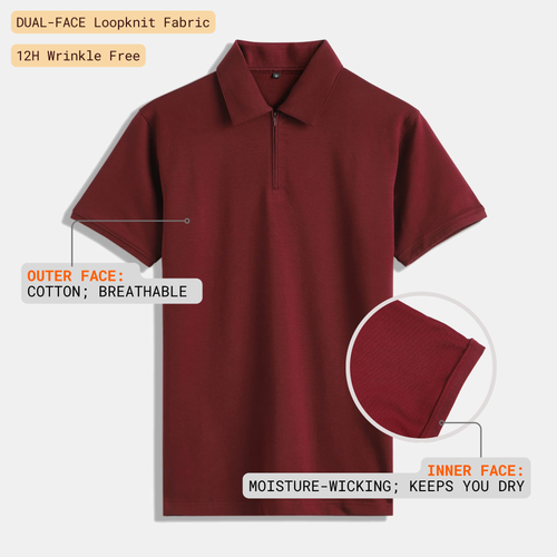 Burgundy Quarter-Zip Polo