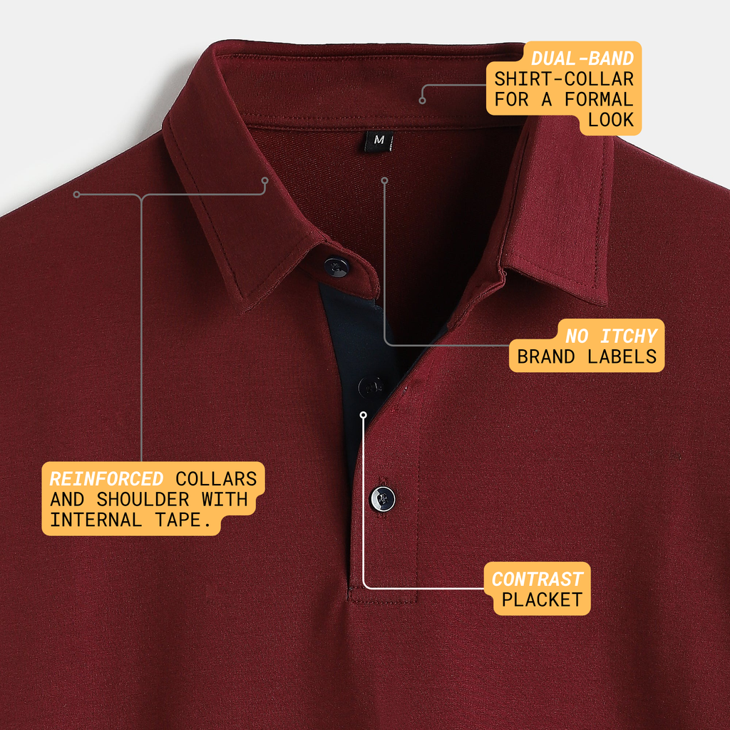 Burgundy Shirt-Collar Polo