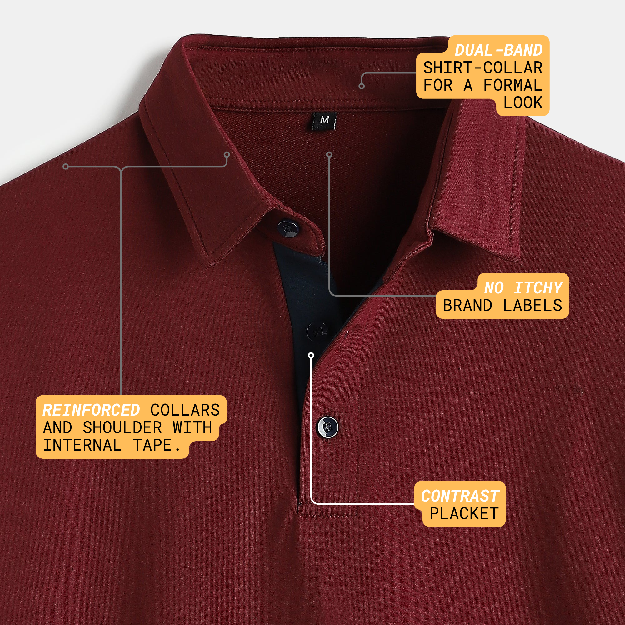 Burgundy Shirt-Collar Polo