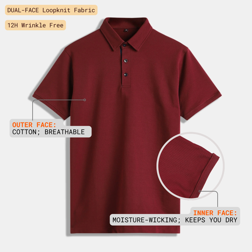 Burgundy Shirt-Collar Polo