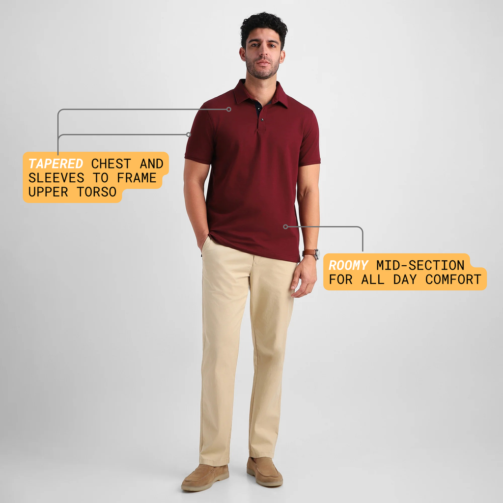 Burgundy Shirt-Collar Polo
