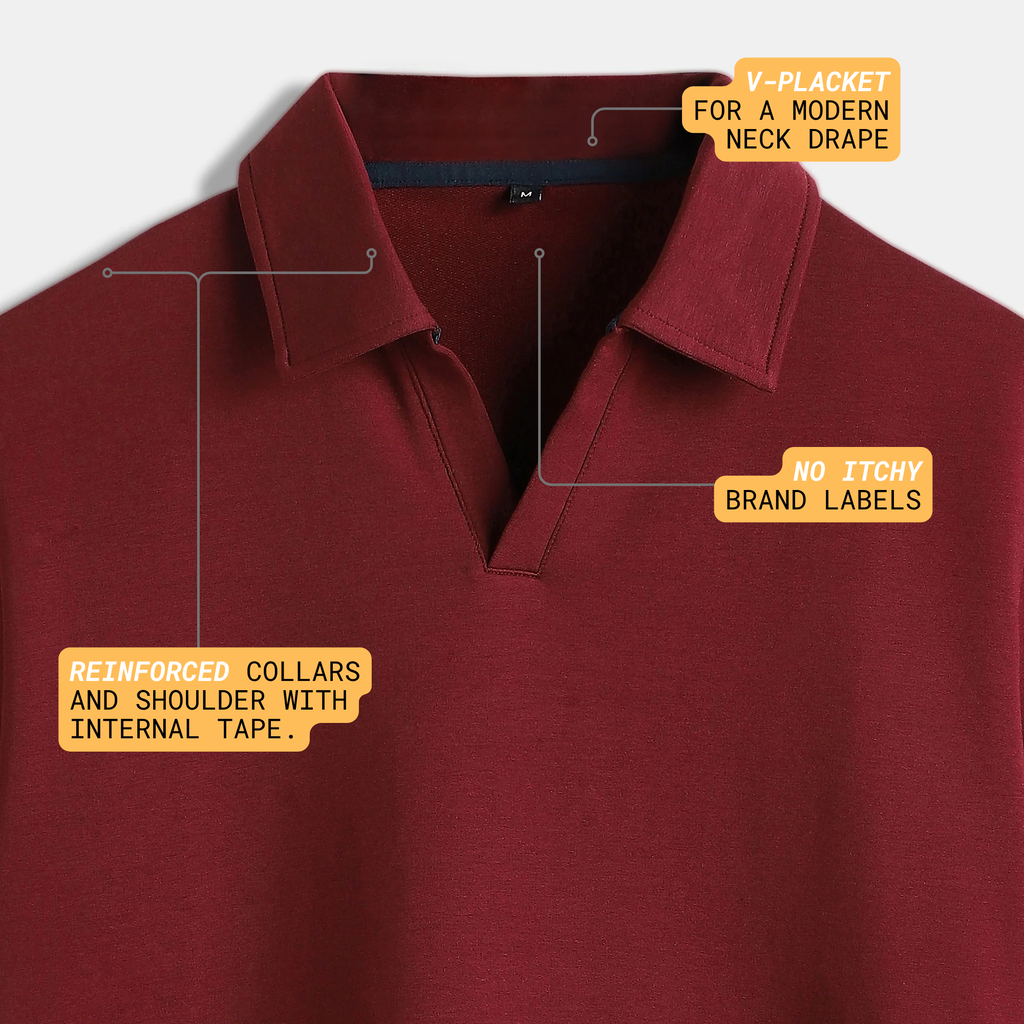 Burgundy V-Neck Polo