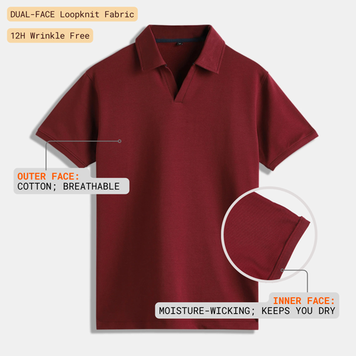 Burgundy V-Neck Polo