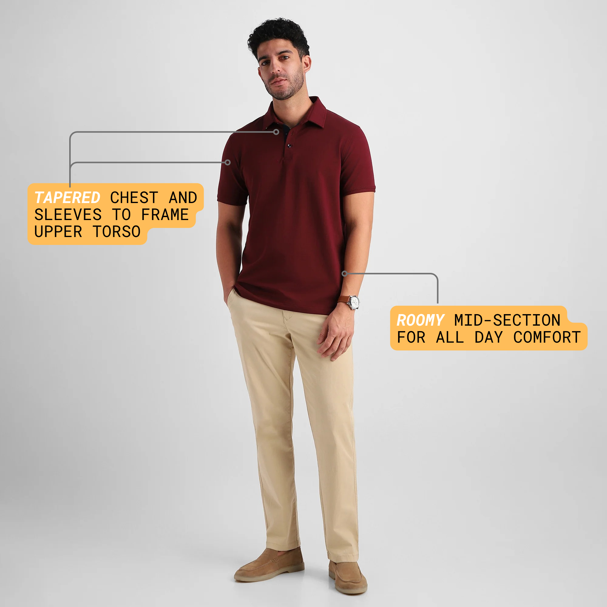 Burgundy V-Neck Polo
