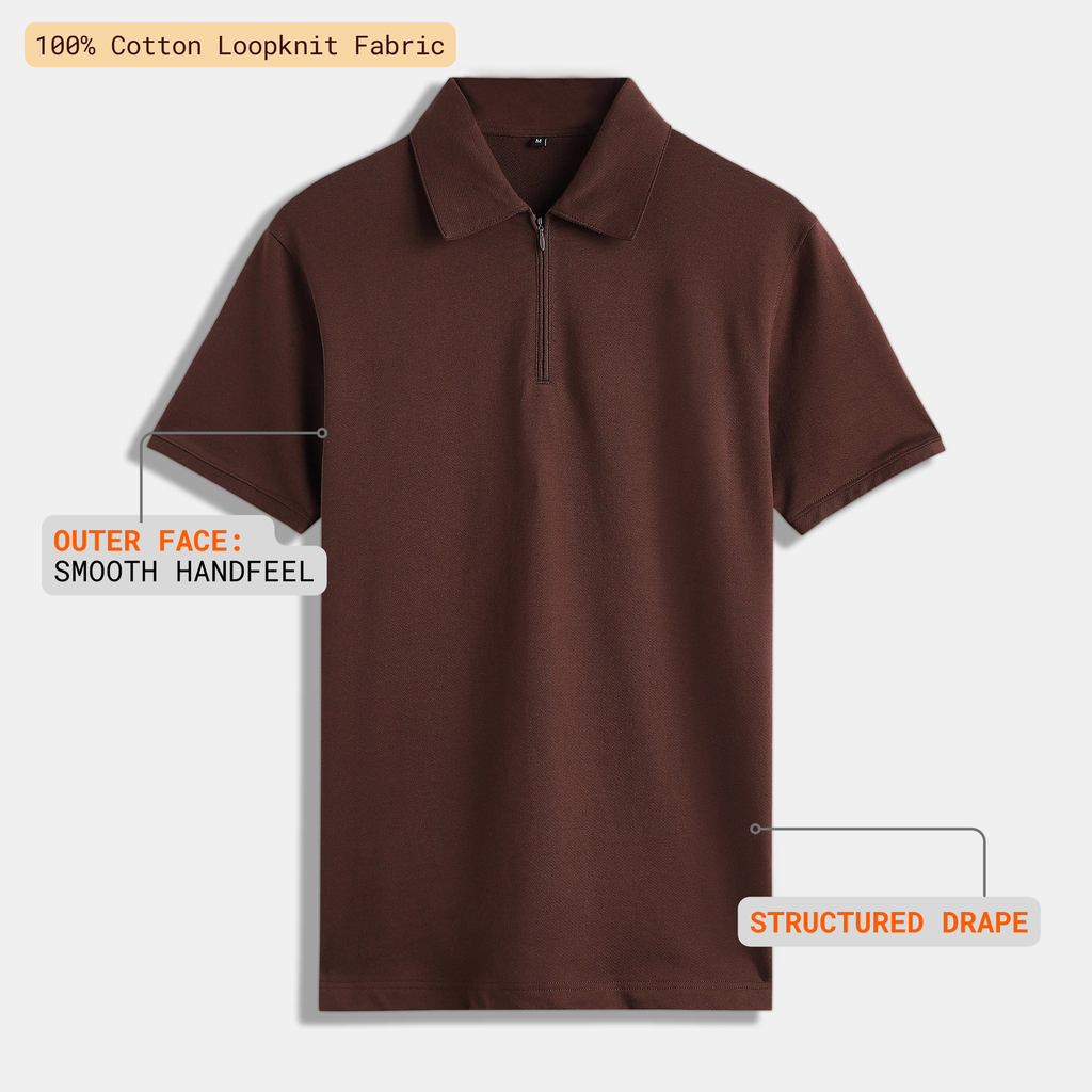Coffee Quarter-Zip Polo