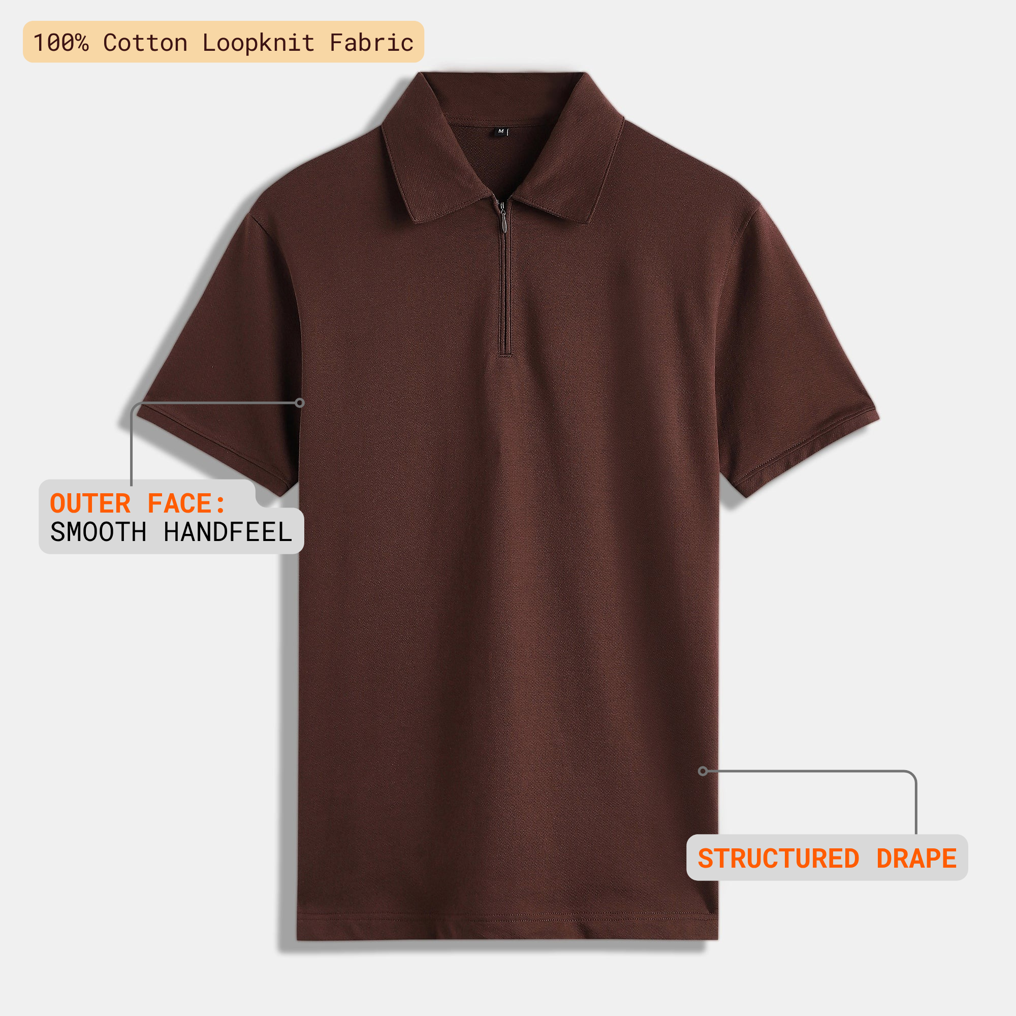 Coffee Quarter-Zip Polo