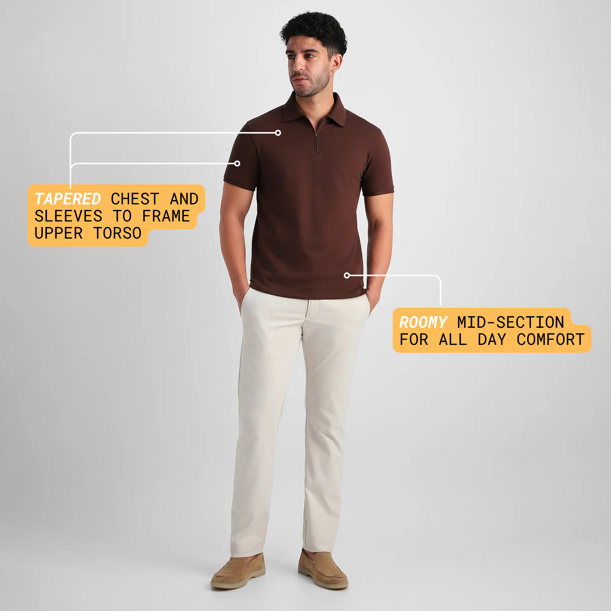 Coffee Quarter-Zip Polo