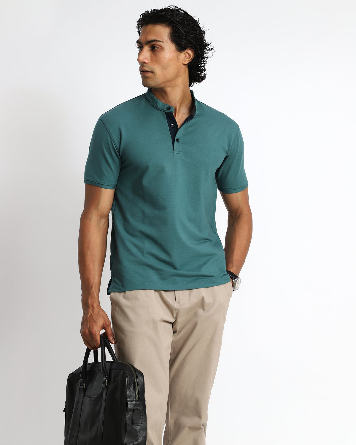EverSharp Polo - No Ironing Needed - Emerald Mandarin Polo Collar