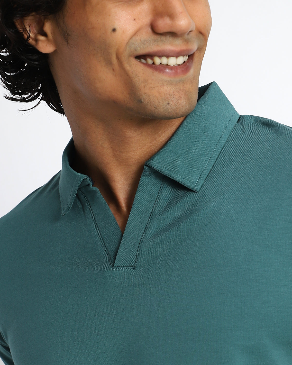 EverSharp Polo - No Ironing Needed - Emerald V-Neck Collar