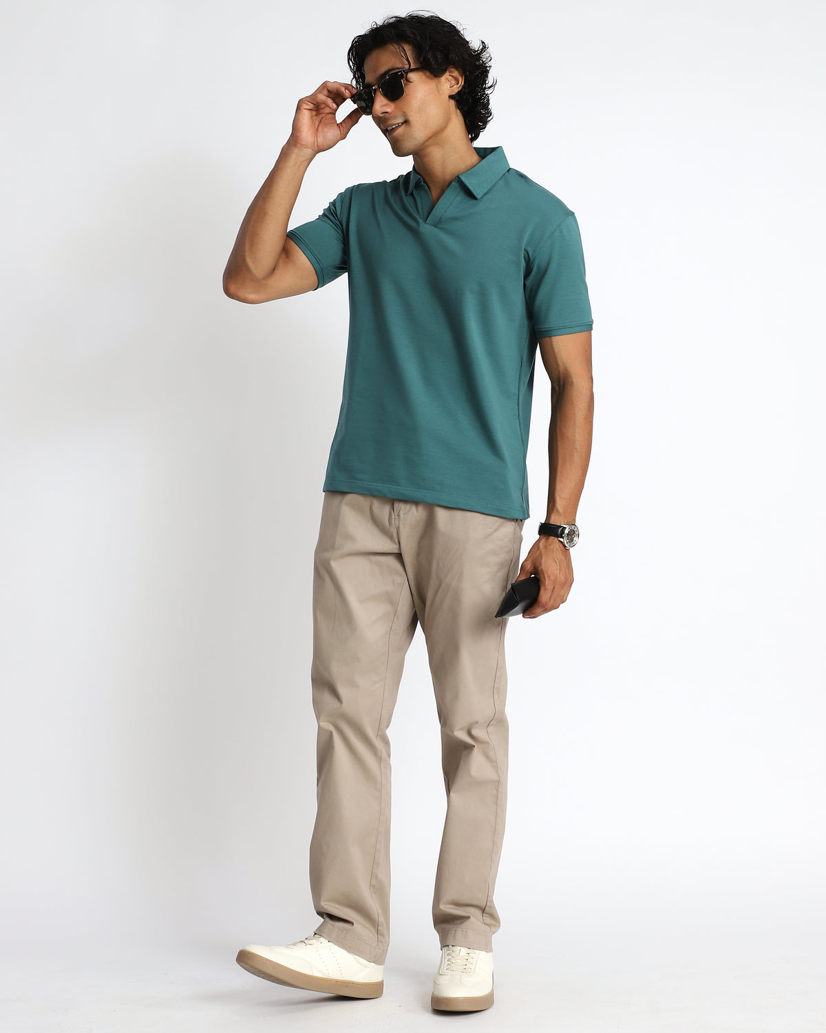 EverSharp Polo - No Ironing Needed - Emerald V-Neck Collar