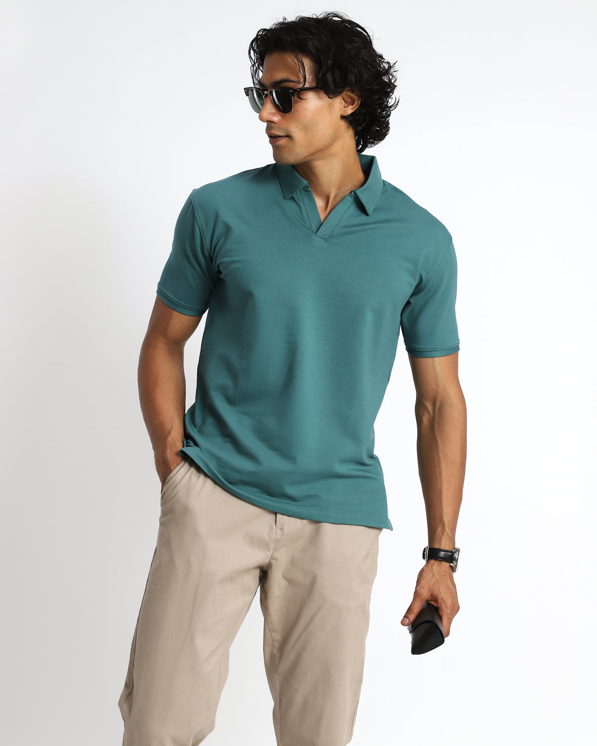 EverSharp Polo - No Ironing Needed - Emerald V-Neck Collar