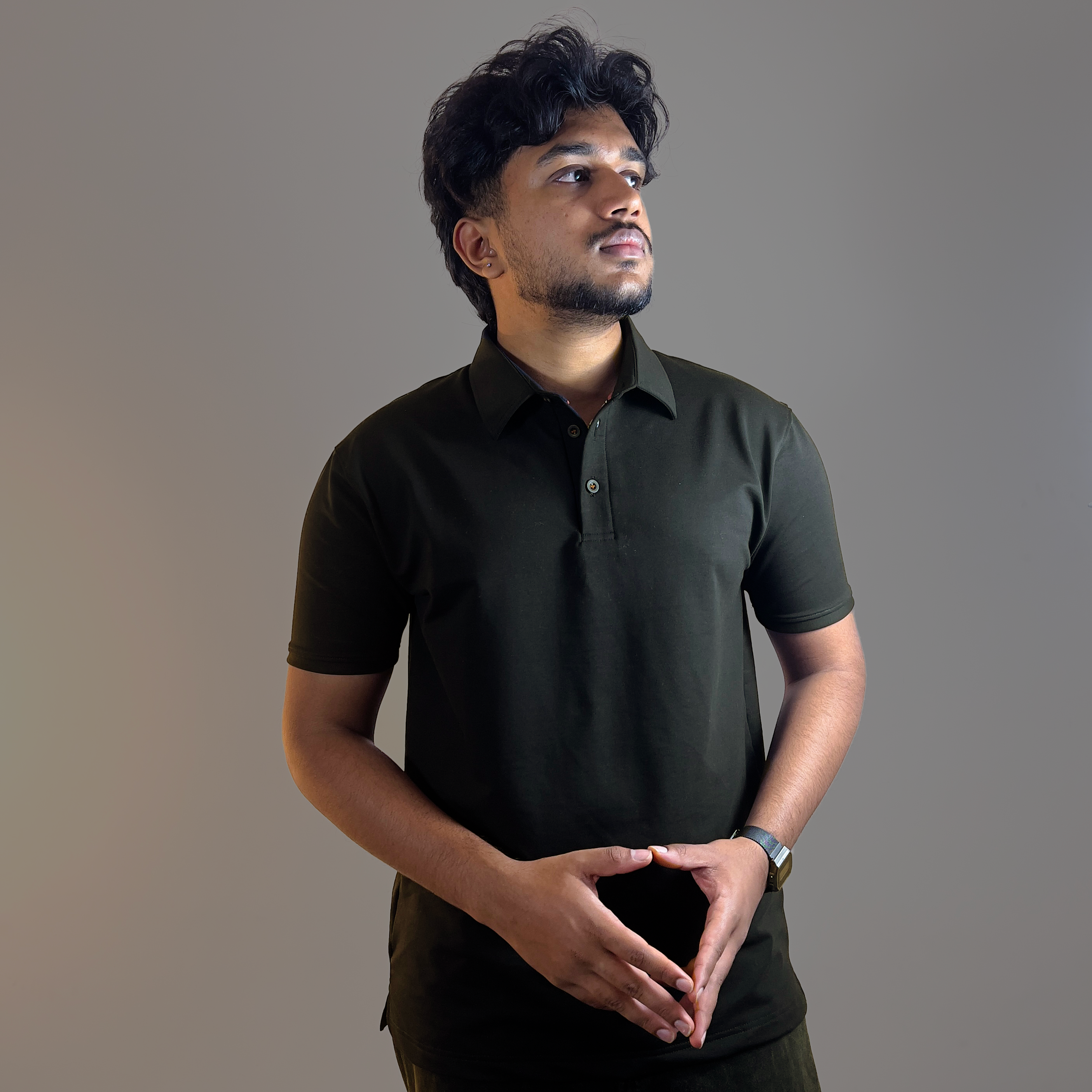 Black Shirt-Collar Polo
