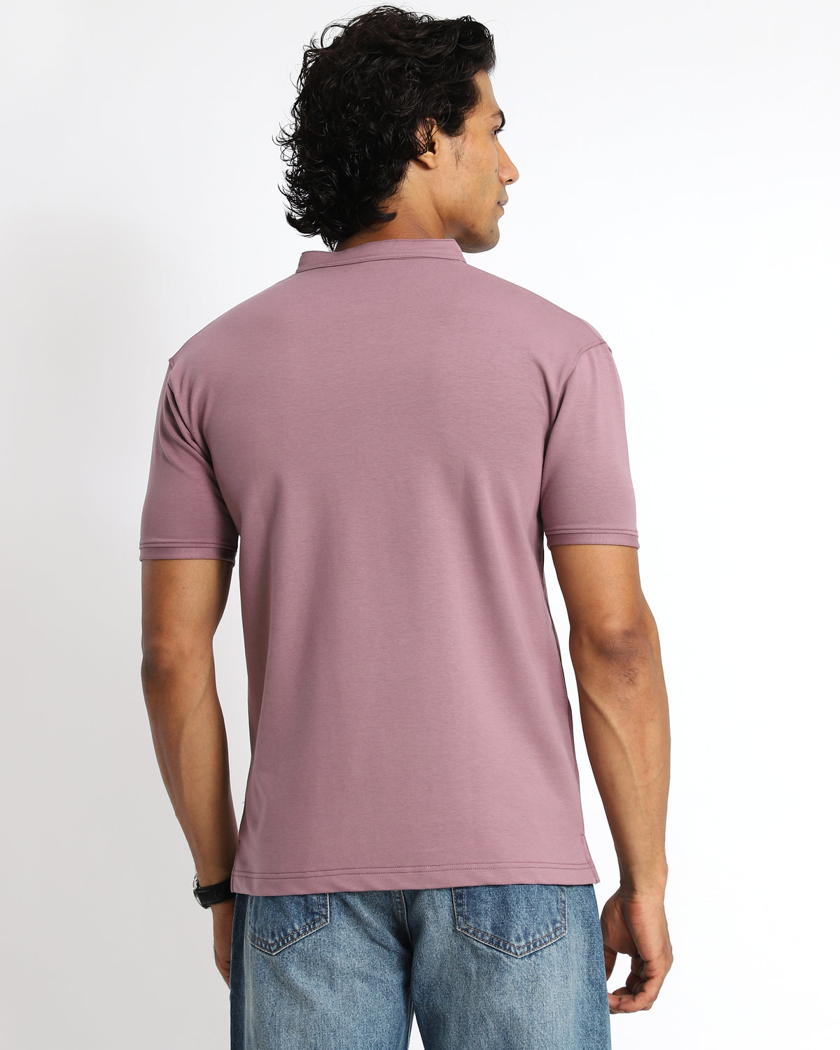 EverSharp Polo - No Ironing Needed - Mauve Mandarin Collar