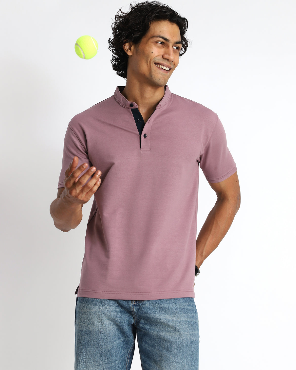 EverSharp Polo - No Ironing Needed - Mauve Mandarin Collar