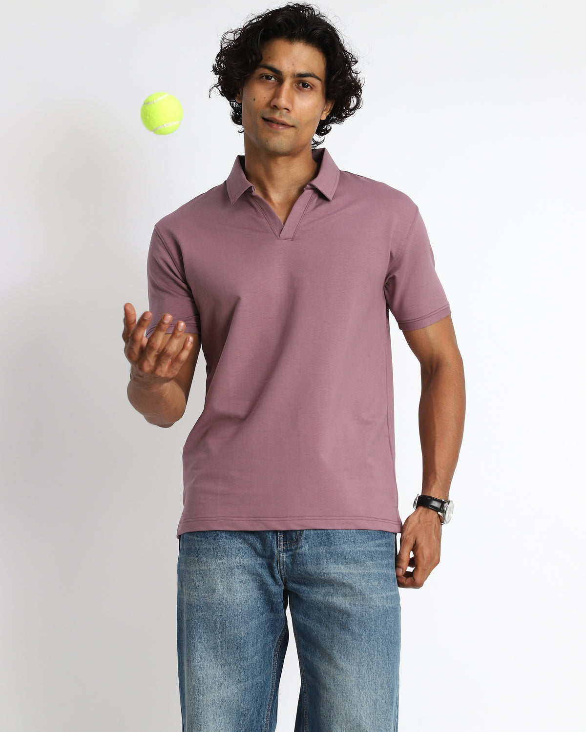 EverSharp Polo - No Ironing Needed - Mauve V-Neck Collar