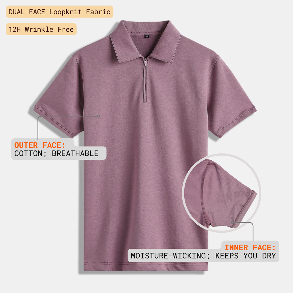 Mauve Quarter-Zip Polo