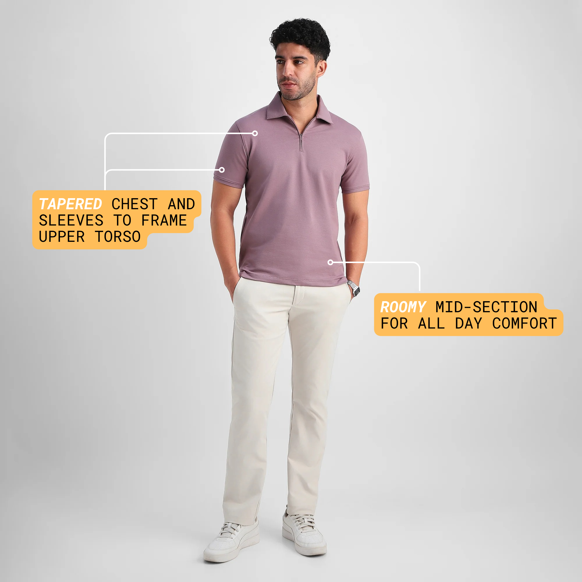 Mauve Quarter-Zip Polo