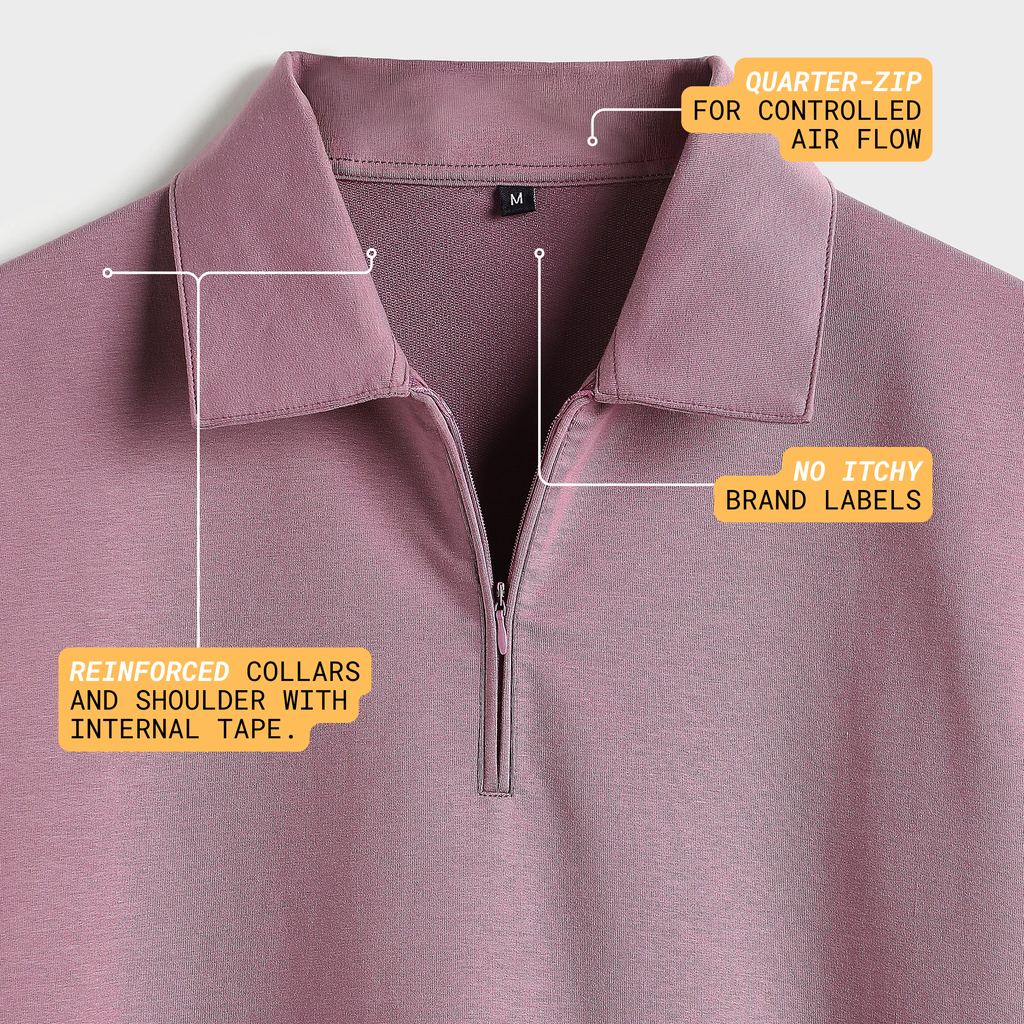 Mauve Quarter-Zip Polo