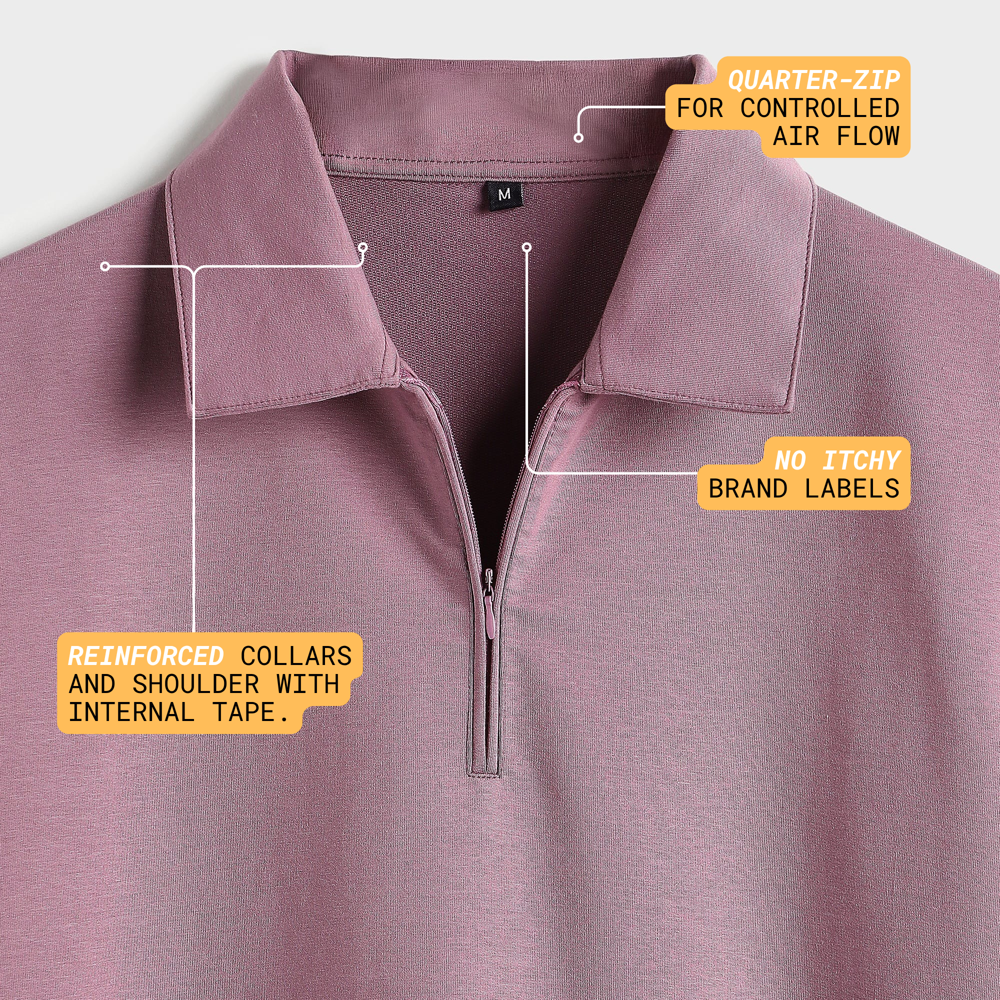 Mauve Quarter-Zip Polo