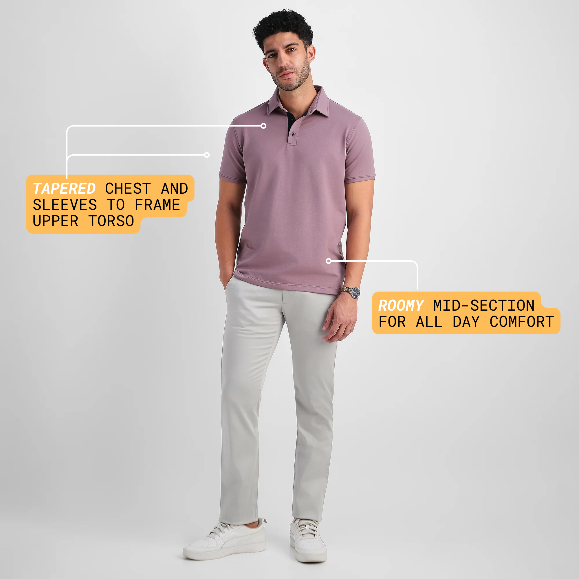 Mauve Shirt-Collar Polo