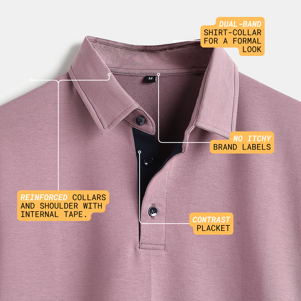 Mauve Shirt-Collar Polo