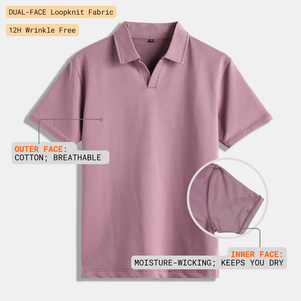 Mauve V-Neck Polo