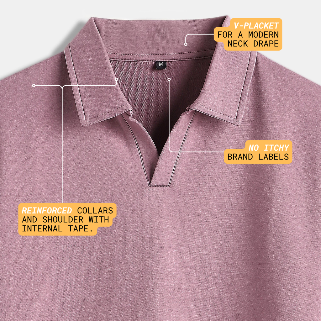Mauve V-Neck Polo