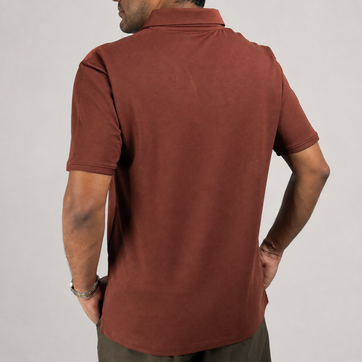 EverSharp Polo - No Ironing Needed - Mocha V-Neck Collar