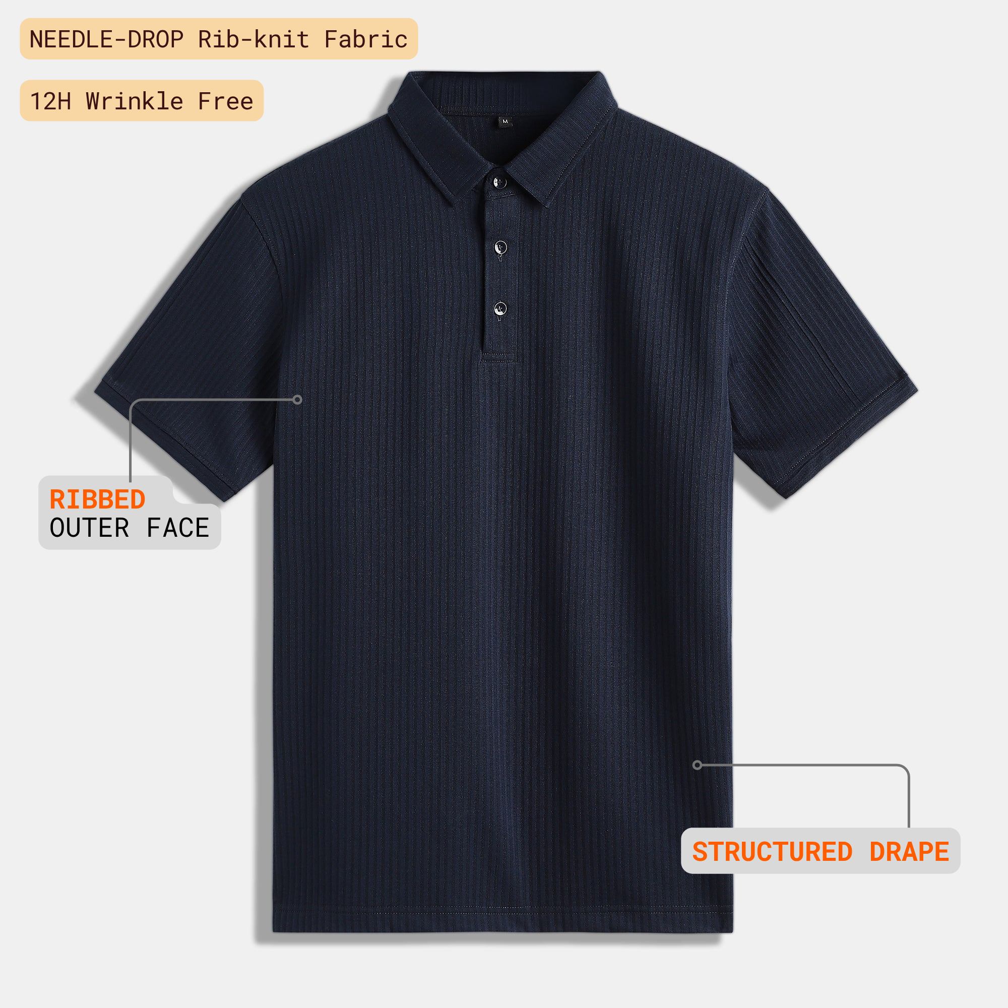 Navy Shirt-Collar Polo