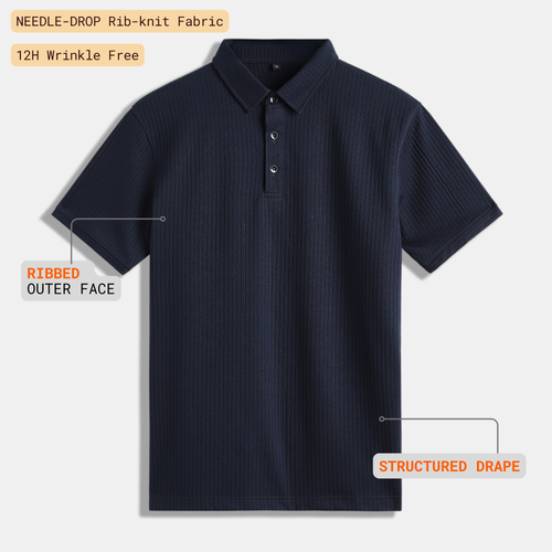 Aerotex Textured Polo -  Navy Shirt-Collar