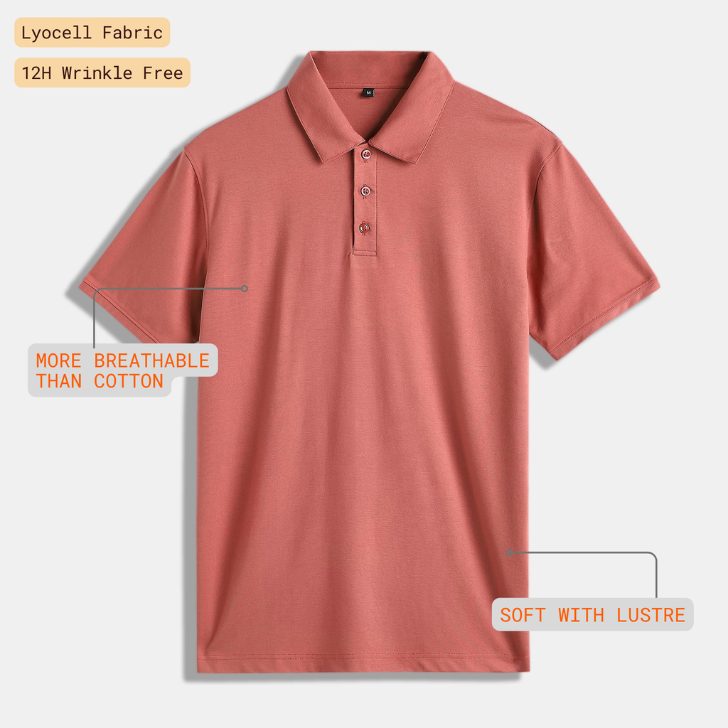 Salmon Flat-Collar Polo
