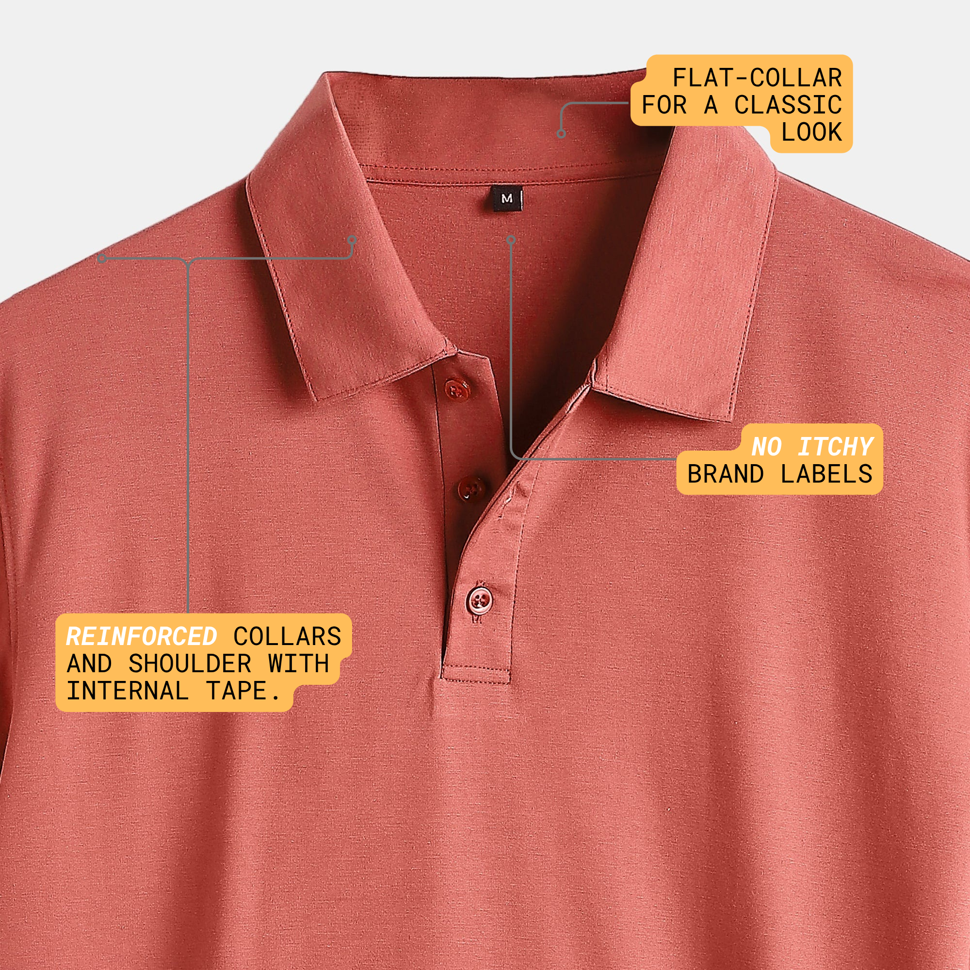 Salmon Flat-Collar Polo