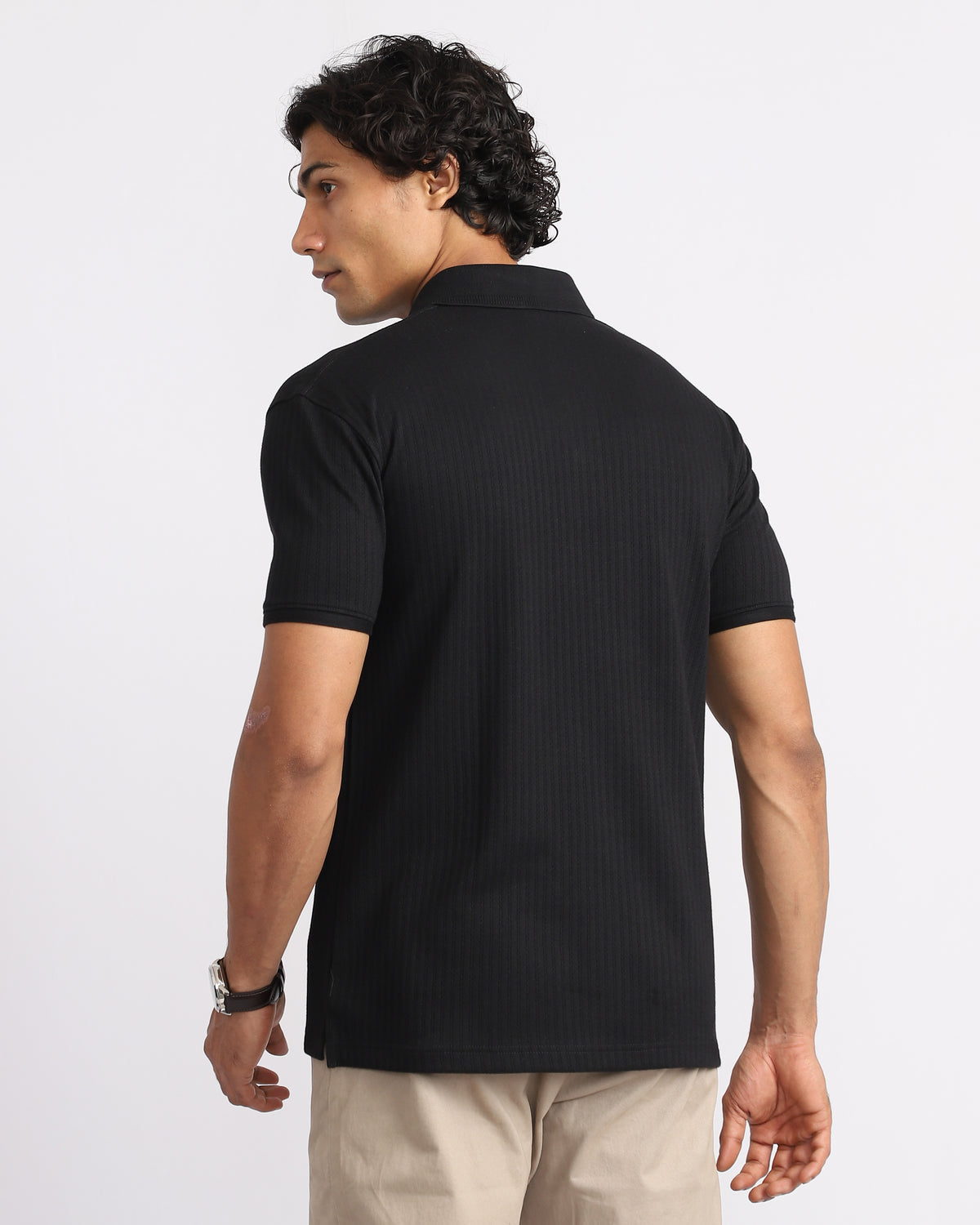 Aerotex Textured Polo - Black Shirt-Collar