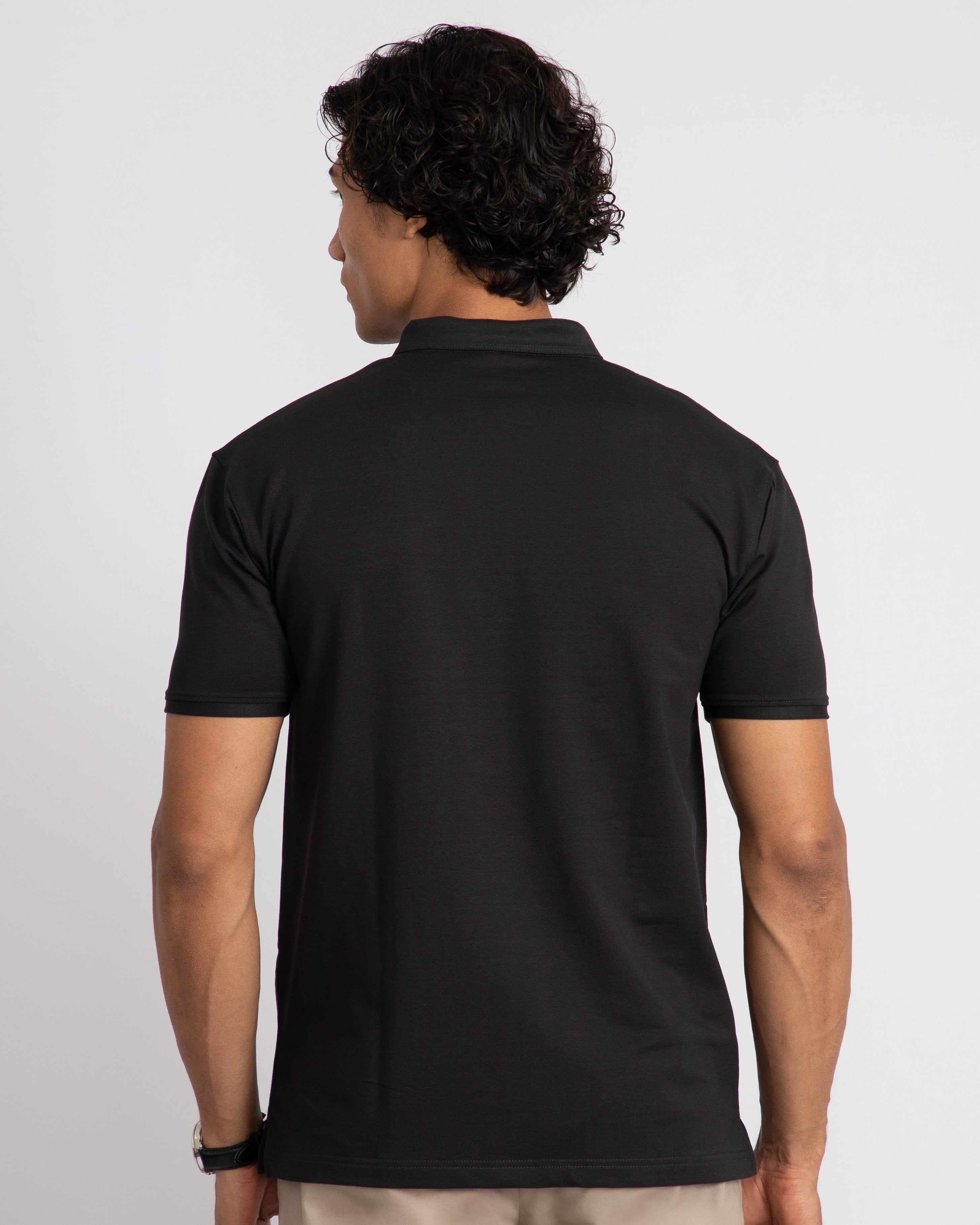 EverSharp Polo - No Ironing Needed - Black Mandarin Collar