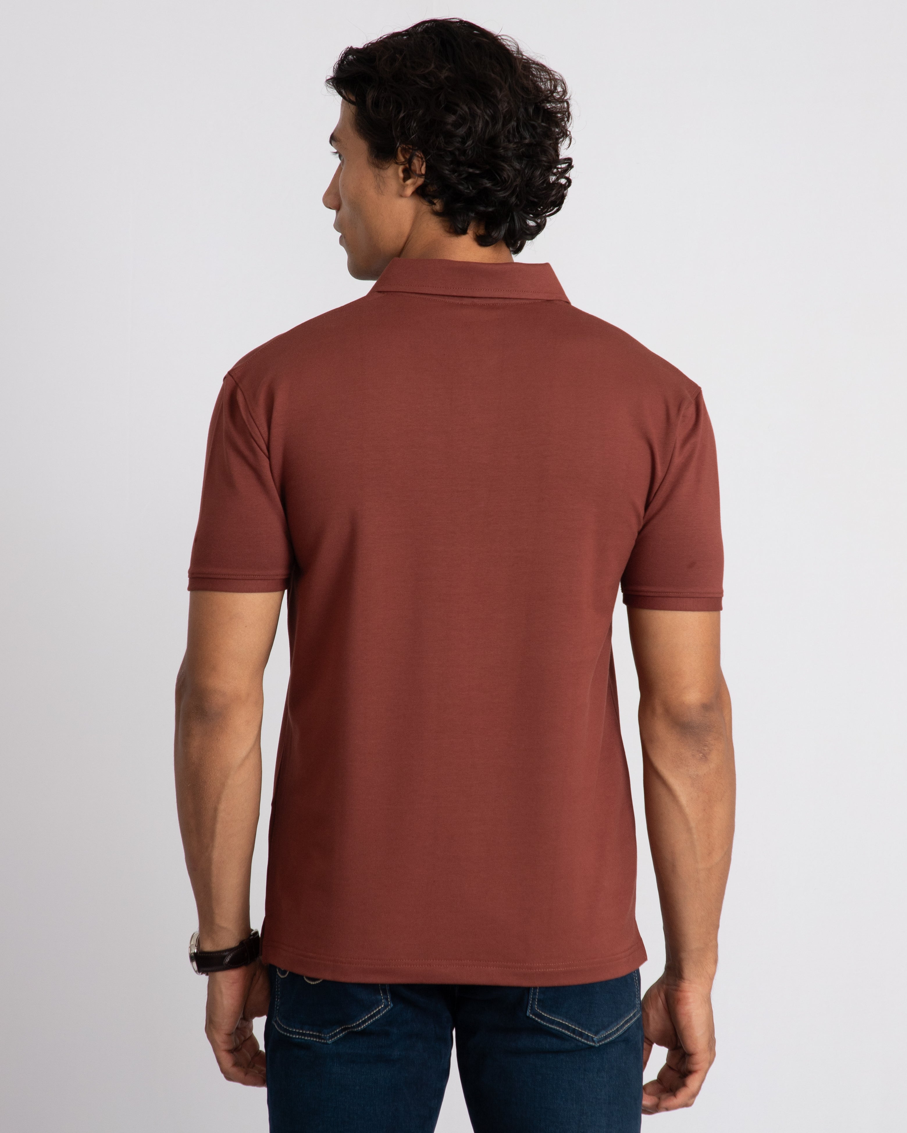 EverSharp Polo - No Ironing Needed - Mocha V-Neck Collar