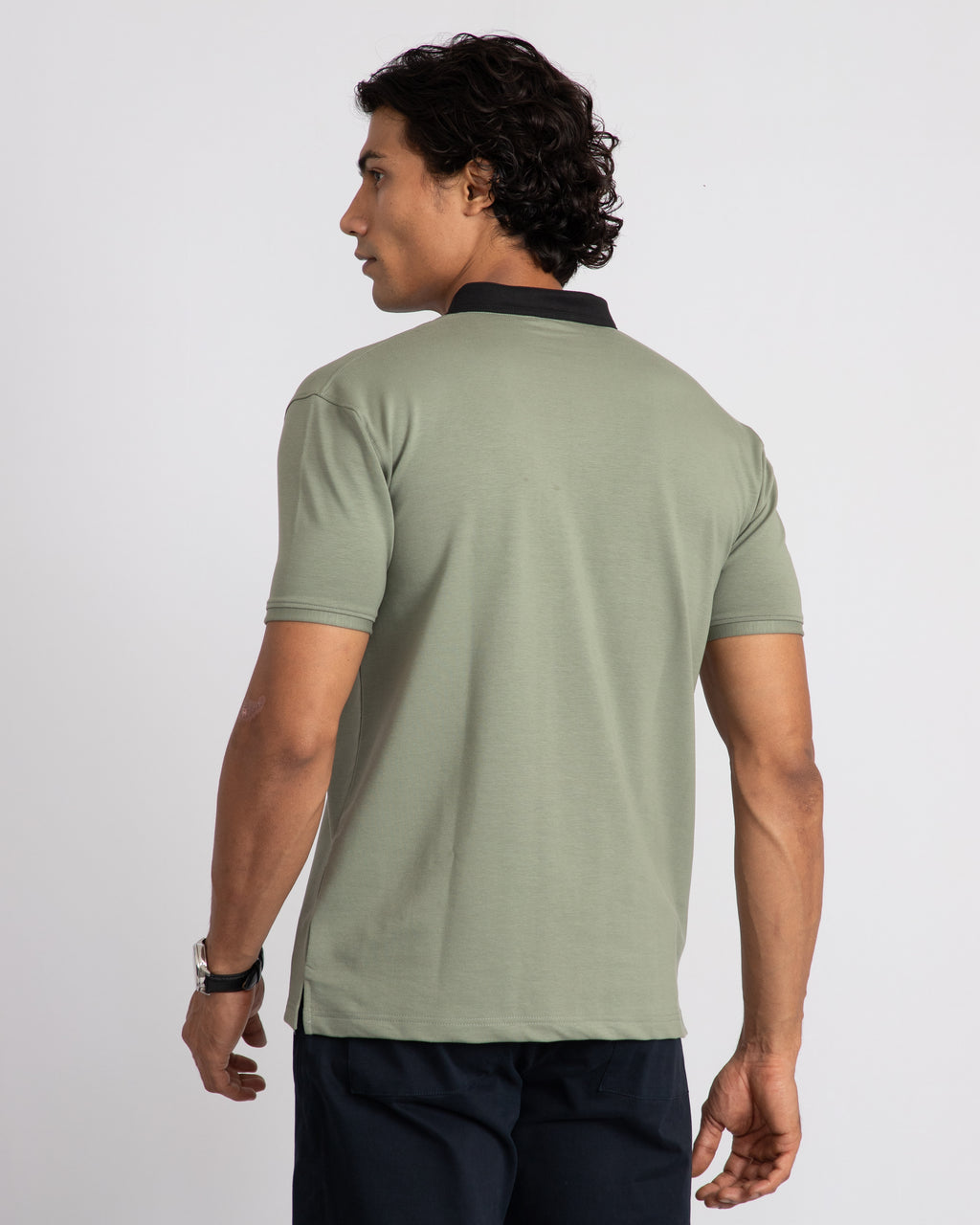EverSharp Polo - No Ironing Needed - Nautica + Black Mandarin Collar