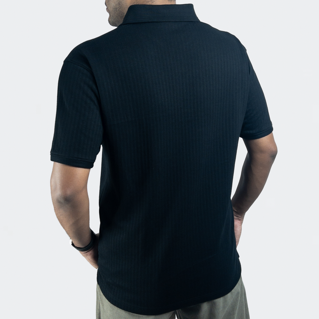 Aerotex Textured Polo - Black Shirt-Collar