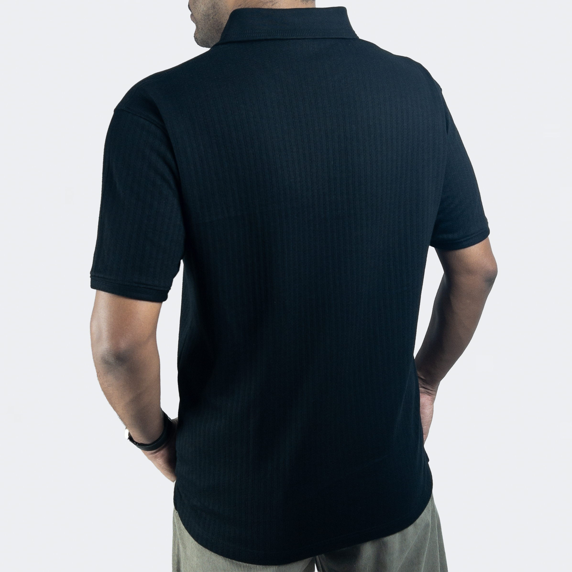 Aerotex Textured Polo - Black Shirt-Collar