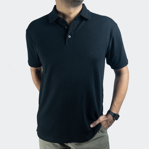 Aerotex Textured Polo - Black Shirt-Collar