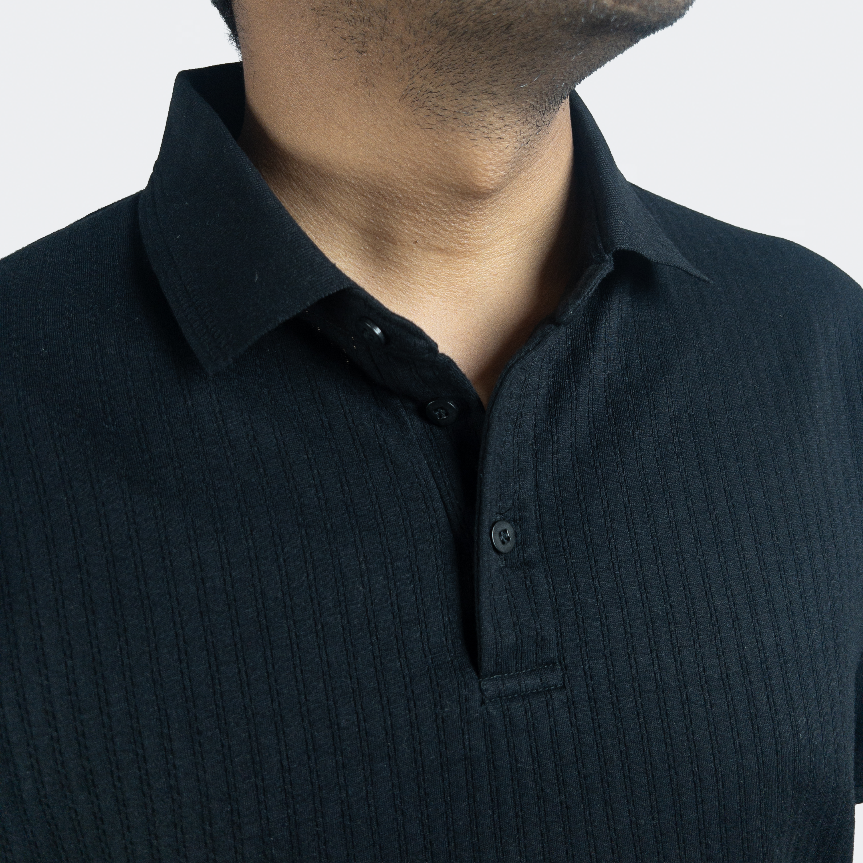Aerotex Textured Polo - Black Shirt-Collar