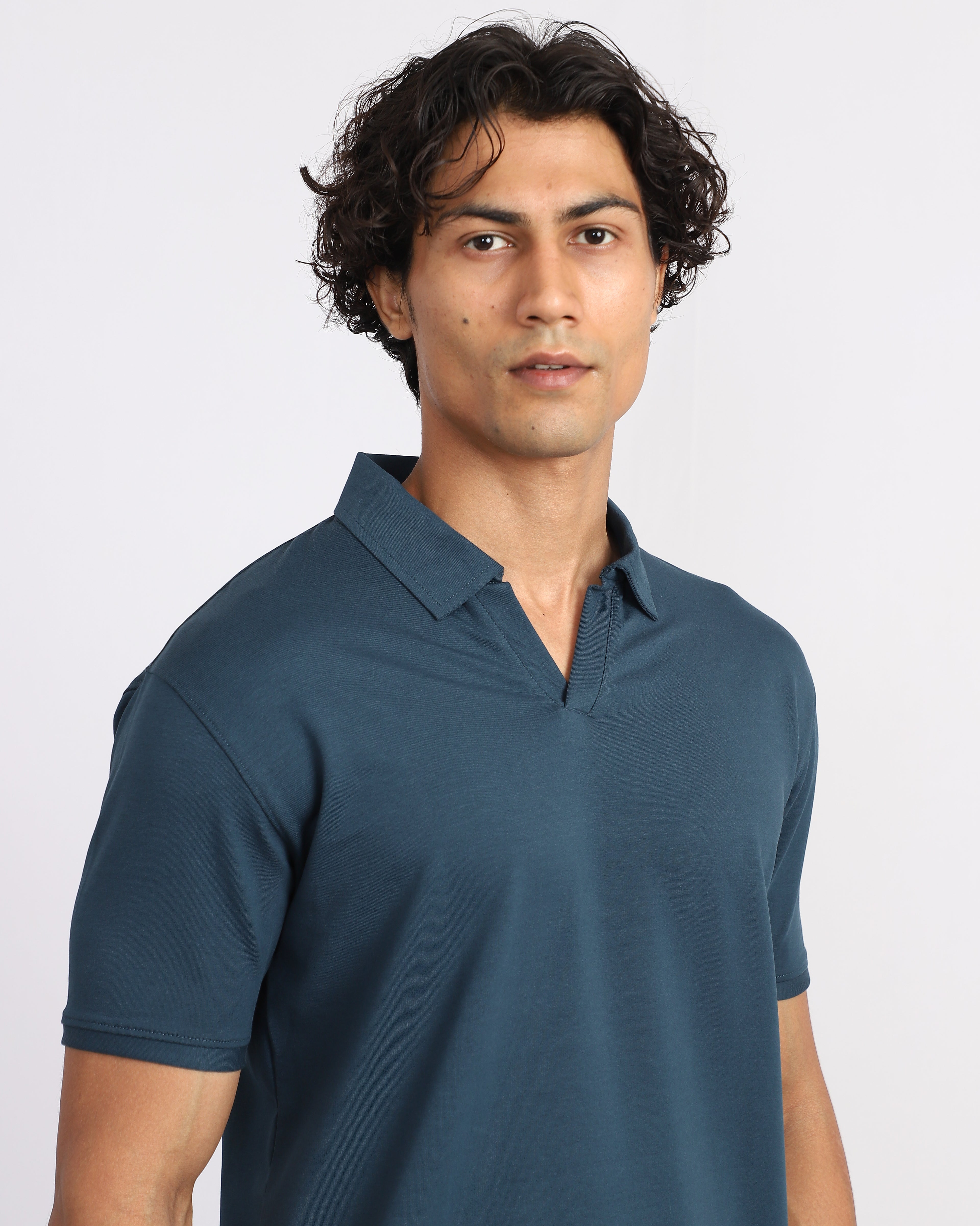 EverSharp Polo - No Ironing Needed - Airforce V-Neck Collar